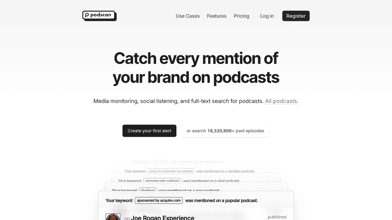 Screenshot of podscan.fm