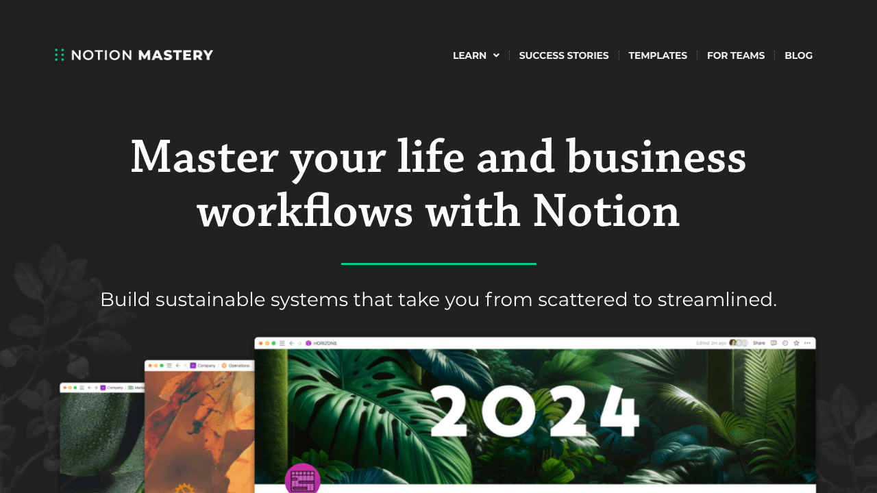 Screenshot of Notion Mastery