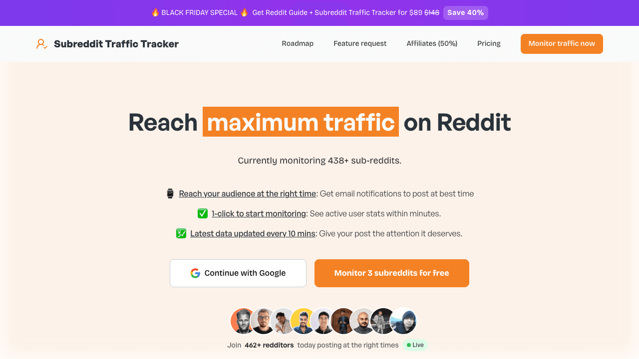 Screenshot of Subreddit Traffic Tracker